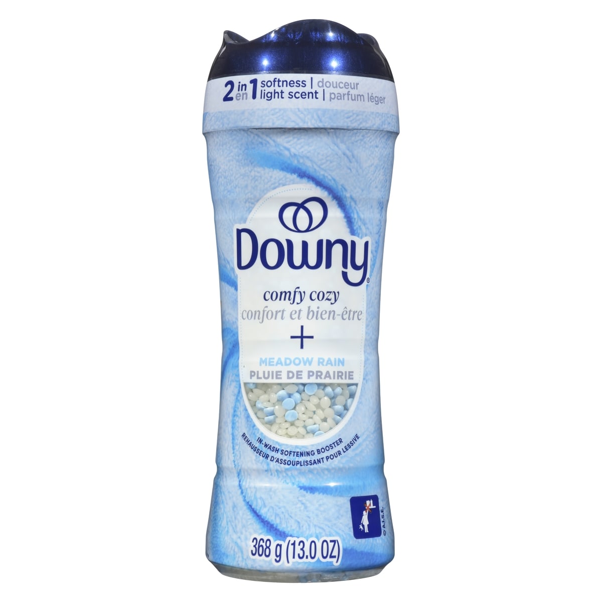 Downy Perles rehausse-parfum pour lessive Confort et bien-être, parfum Pluie de prairie, Douceur et fraîcheur, 368 g 405 g, 3,70 $/100g