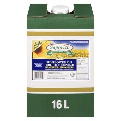 Saporito Huile de tournesol 16 l, 0,32 $/100ml