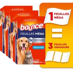 Bounce Feuilles méga pour animaux parfum frais 180 ea, 0,08 $/1ch