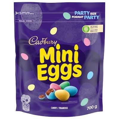 Cadbury Mini Eggs, Chocolatey Candy Eggs, Party Size, Resealable bag 700 g, $2.86/100g