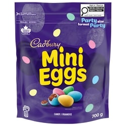 Cadbury Mini Eggs, Chocolatey Candy Eggs, Party Size, Resealable bag 700 g, $2.86/100g