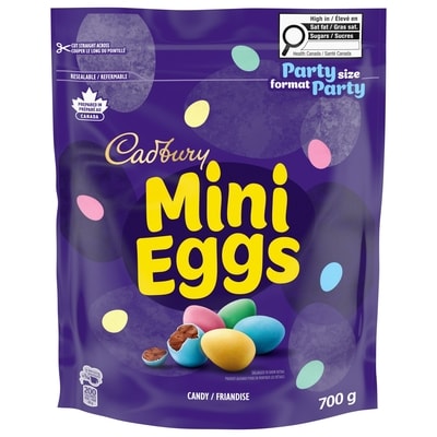 Cadbury Mini Eggs, Chocolatey Candy Eggs, Party Size, Resealable bag 700 g, $2.43/100g
