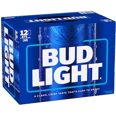 Bud Light Bière légère, paquet de 12 12x473.0 ml, 0,65 $/100ml