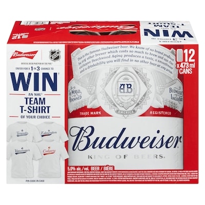 Budweiser Beer (ID required at pick-up) 12x473.0 ml, $0.54/100ml