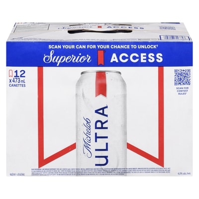 Michelob Ultra bière (Pièce d’identité requise au moment du ramassage) 12x473.0 ml, 0,60 $/100ml