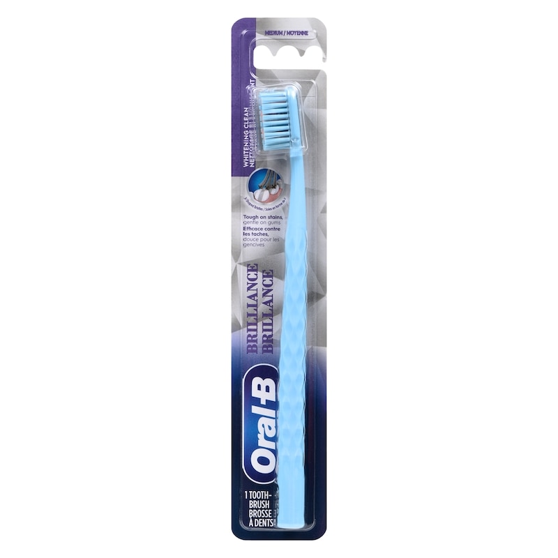 Brilliance Premium Whitening Toothbrush with Plaque Eraser, Medium, Sky Blue, 1 Count