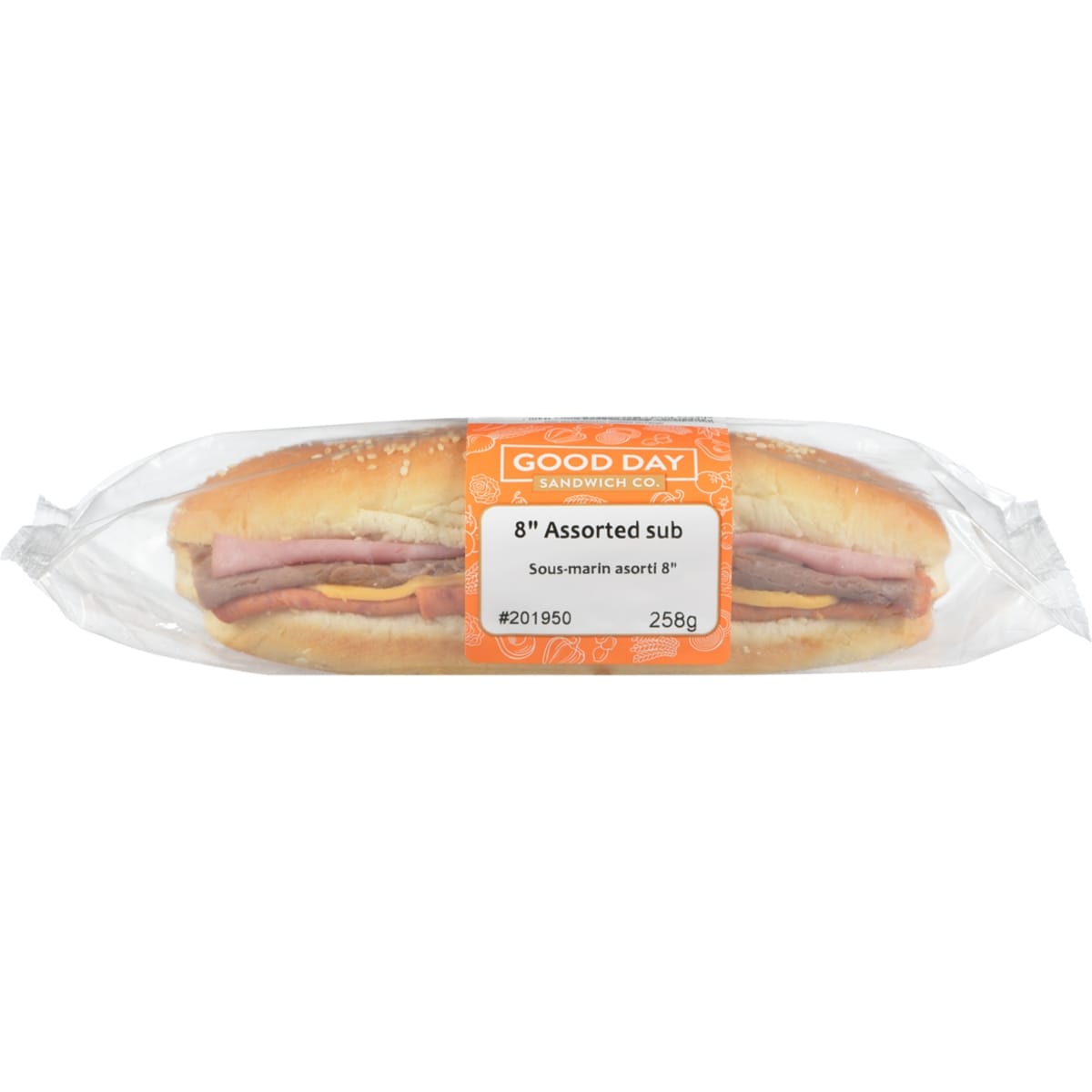 Good Day Sandwich Co. 8-inch Assorted Sub 258 g, $2.71/100g