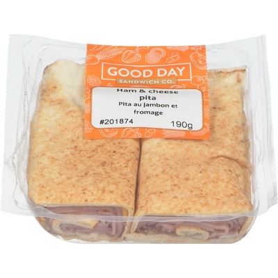 Good Day Sandwich Co. Ham & Cheese Pita 190 g, $3.68/100g
