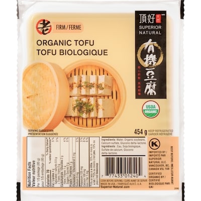 SUPERIOR NATURAL Organic Tofu Firm 454 g, $1.10/100g