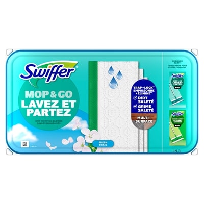 Swiffer Recharges de linges humides pour balai pour balayer et nettoyer les planchers, nettoyant pour planchers multi-surfaces, parfum Frais, 12 unités 12 ea, 0,75 $/1ch
