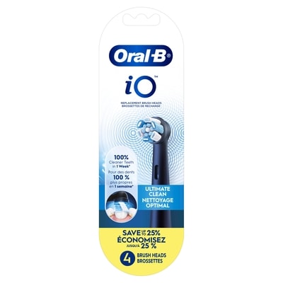 Oral B iO Ultimate Clean Replacement Brush Heads, Black, 4 count 4 ea, $15.50/1ea