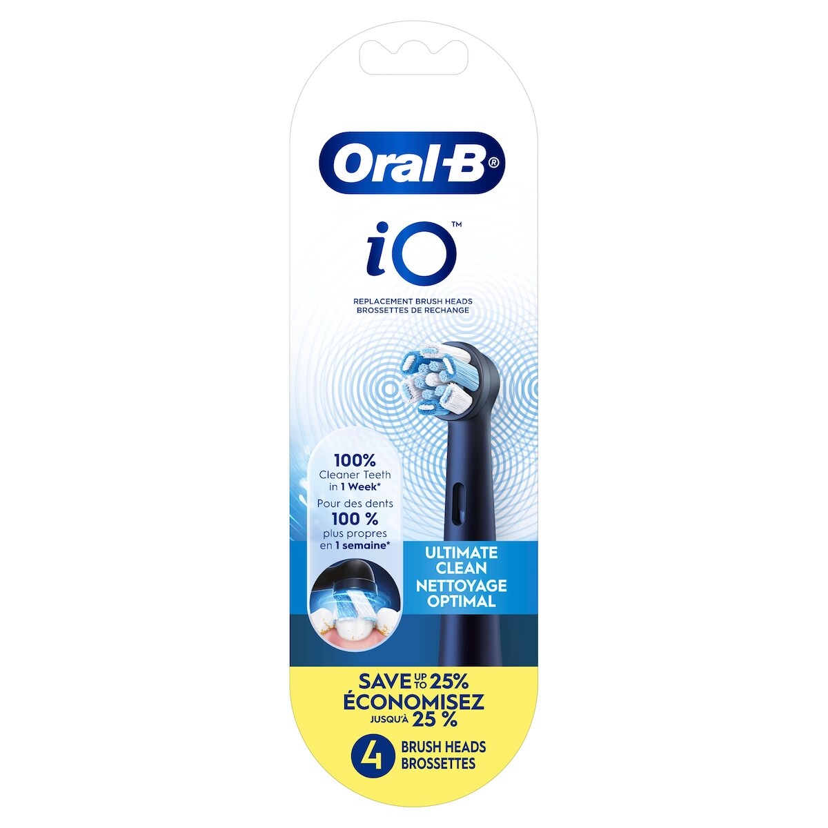 Oral-B Brossettes de rechange iO Nettoyage optimal, noir, 4 unités 4 ea, 15,75 $/1ch