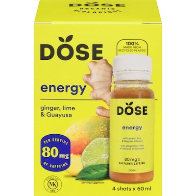 Dose Shots Energy Ginger, Lime & Guayusa Organic 4x60.0 ml, $5.83/100ml