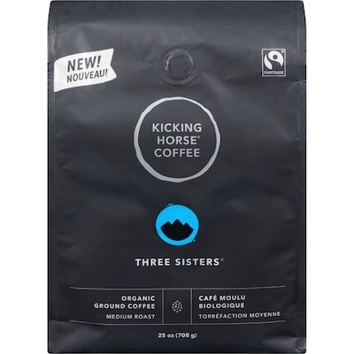 Kicking Horse Café moulu biologique three sisters torréfaction moyenne 708 g, 5,22 $/100g