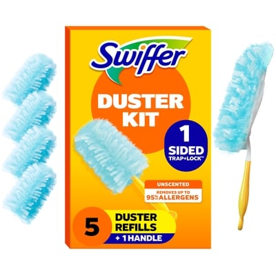 Swiffer Dusters Starter Kit for Cleaning, Kit Includes 1 Handle and 5 Dusters 1 ea, $8.99/1ea