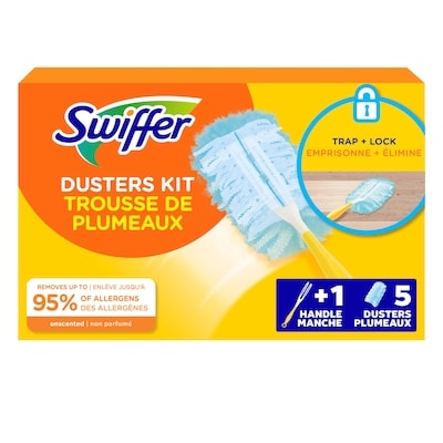 Swiffer Dusters Starter Kit for Cleaning, Kit Includes 1 Handle and 5 Dusters 1 ea, $8.99/1ea