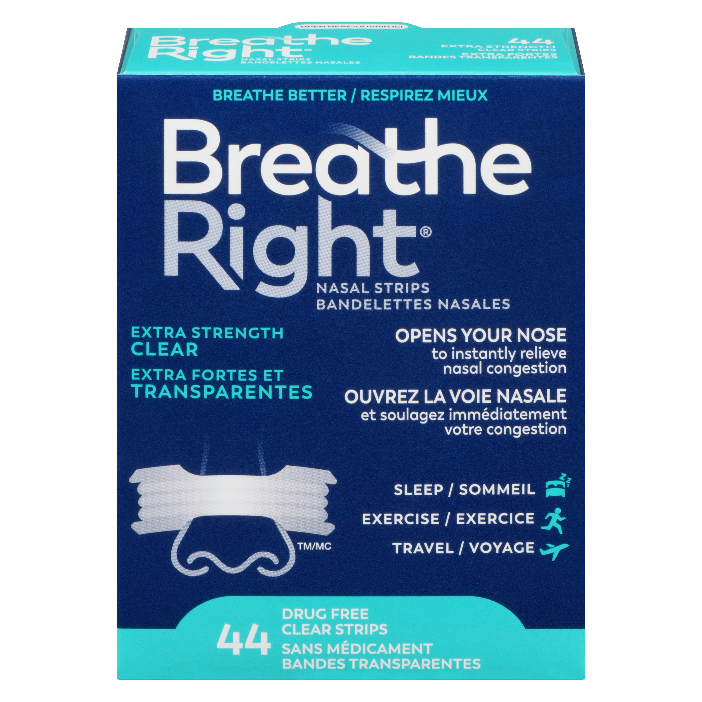 Breathe Right Nasal Strips Extra Strength Clear 44 ea, $0.73/1ea