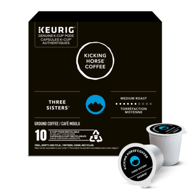 Kicking Horse Capsules K-Cup de café Three Sisters Kicking Horse, torréfaction moyenne, 10 unités 10 ea, 1,40 $/1ch