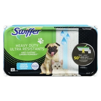 Swiffer Recharges de linges humidifiés multi-surfaces Ultra résistants de balai pour animaux domestiques pour balayer et nettoyer les planchers, parfum Frais, 20 unités 20 ea, 0,55 $/1ch