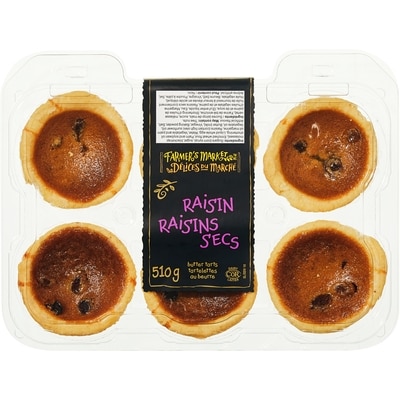 Délices du Marché Tartelettes au beurre, raisins secs 510 g, 0,98 $/100g