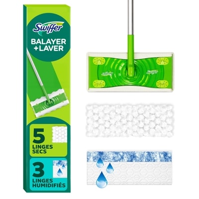 Swiffer Ensemble de balai Balayer et laver Sec + humide pour planchers (1 appareil, 8 recharges) 1 ea, 18,00 $/1ch