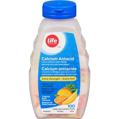 Life Brand Calcium Antacid Extra Strength, Tropical Fruit 100 ea, $0.04/1ea