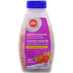 Life Extra fort calcium antiacide baies variees 100 ea, 0,04 $/1ch
