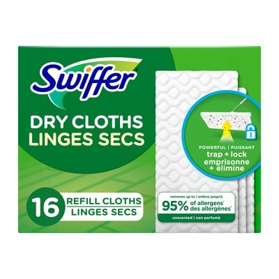 Swiffer Recharges de linges secs multi-surfaces pour balai pour balayer et nettoyer les planchers, non parfumés, 16 unités 16 ea, 0,53 $/1ch