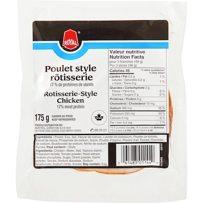 Royal Rotisserie-Style Chicken Slices 175 g, $2.29/100g
