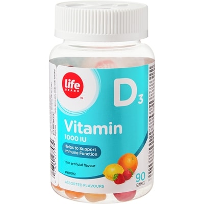 Life Vitamine D3 à 1 000 UI saveurs assorties, 90 gélifiés 90 ea, 0,14 $/1ch