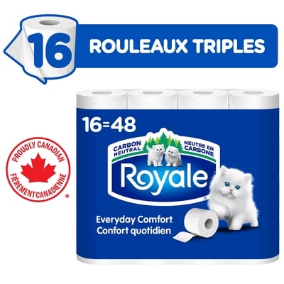 Royale Papier Hygiénique Confort quotidien, 16 équivalant à 48 rouleaux, 363 feuilles / roul 16 ea, 0,88 $/1ch