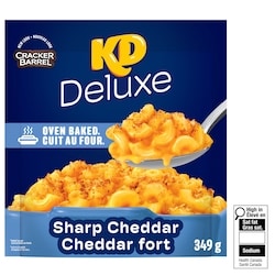 Kraft Kd deluxe macaroni et fromage cuit au four au cheddar fort, sachet 349 g, 1,86 $/100g