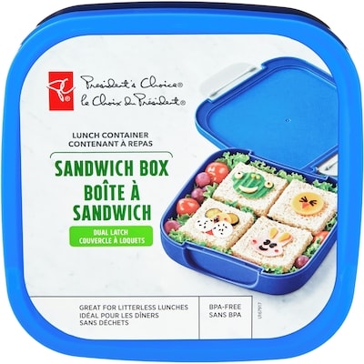 le Choix du Président Contenant à repas : boîte à sandwich – bleu 1 ea, 9,00 $/1ch