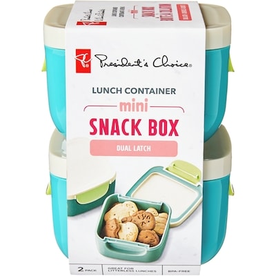 President's Choice Kids' Mini Snack Box Lunch Container 2 Pack - Teal 1 ea, $10.00/1ea