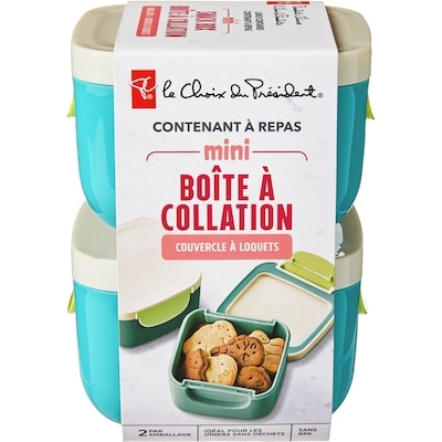 le Choix du Président Contenant à repas : mini boîte à collation (2 par emballage) – bleu sarcelle 1 ea, 10,00 $/1ch