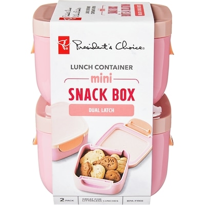 President's Choice Kids' Mini Snack Box Lunch Container 2 Pack - Pink 1 ea, $10.00/1ea