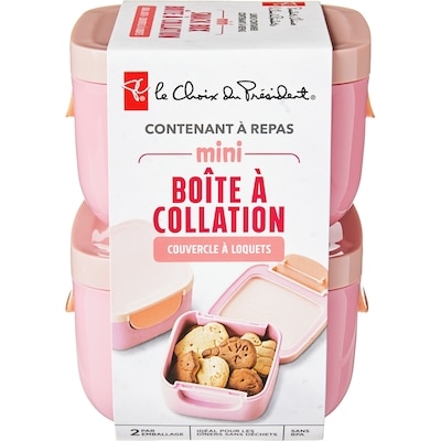 le Choix du Président Contenant à repas : mini boîte à collation (2 par emballage) – rose 1 ea, 10,00 $/1ch