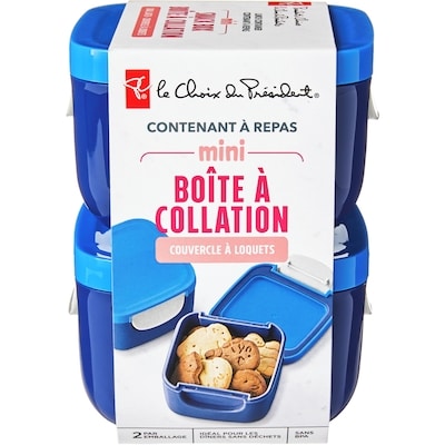 le Choix du Président Contenant à repas : mini boîte à collation (2 par emballage) – bleu 1 ea, 10,00 $/1ch
