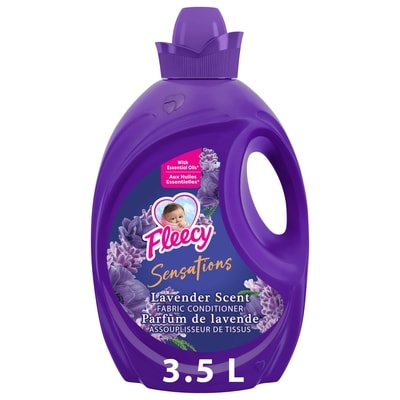 Fleecy Assouplisseur de tissus liquide fleecy sensations, parfum lavande 3.5 l, 0,23 $/100ml