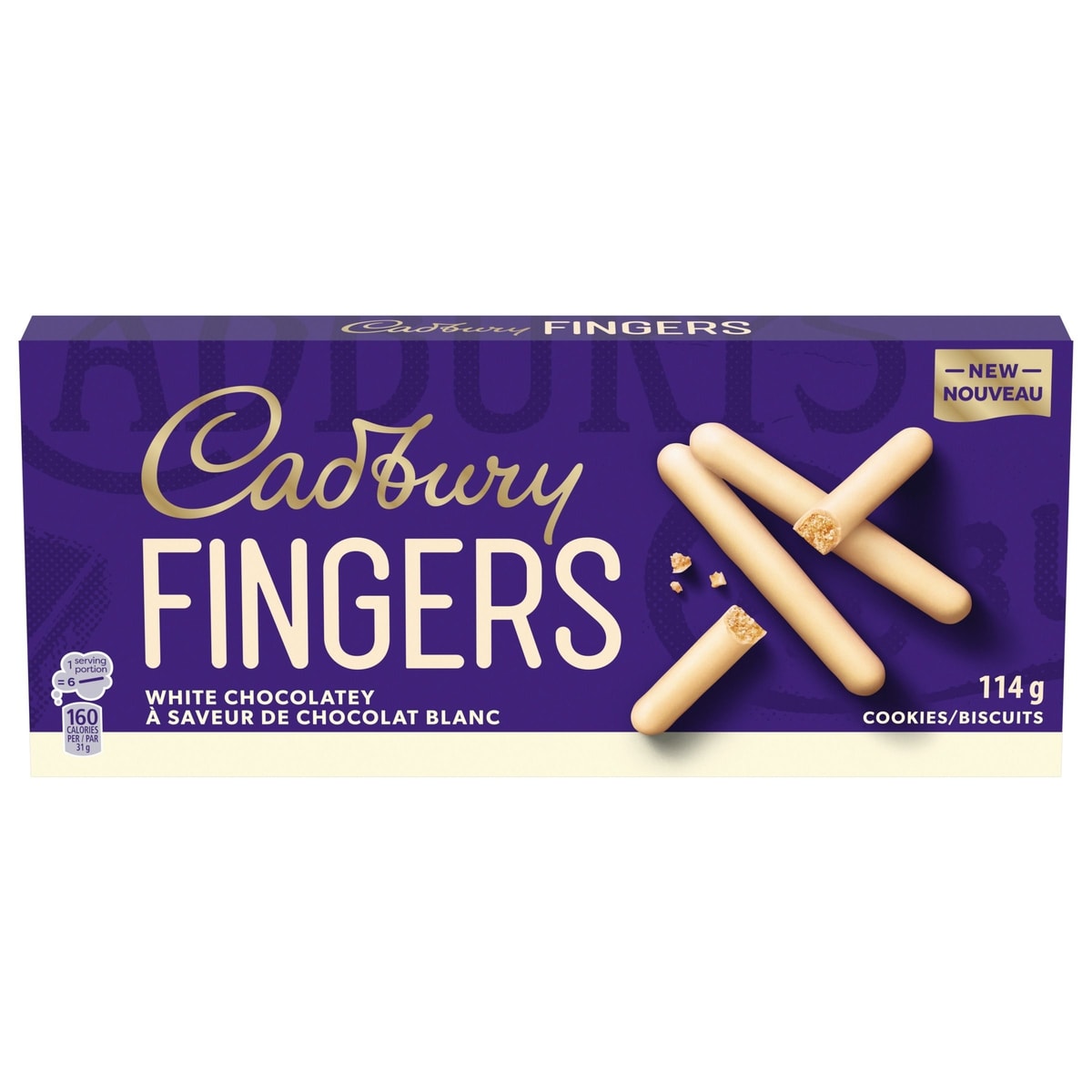 Cadbury FINGERS WHITE CHOCOLATEY, Chocolatey Cookie Biscuits 114 g, $4.38/100g