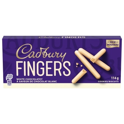 Cadbury FINGERS WHITE CHOCOLATEY, Chocolatey Cookie Biscuits 114 g, $4.38/100g