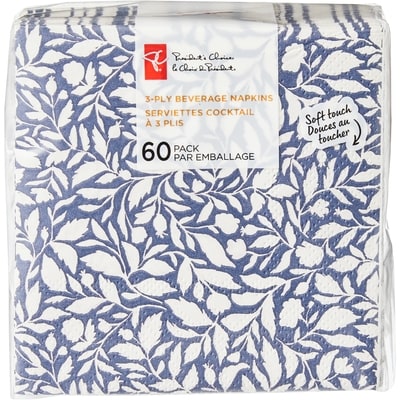 le Choix du Président Serviettes cocktail à 3 plis, 60 par emballage – feuilles d’antan  60 ea, 0,08 $/1ch