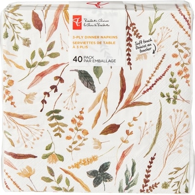 le Choix du Président Serviettes de table à 3 plis, emballage de 40, motif botanique 40 ea, 0,13 $/1ch