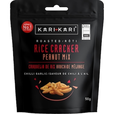 Kari Kari Craquelins de riz rôtis et arachides chili à l'ail 50 g, 4,58 $/100g