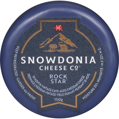 Snowdonia 18 Month Vintage Cave-Aged Cheddar Cheese Rock Star 32% M.F. 150 g, $7.99/100g