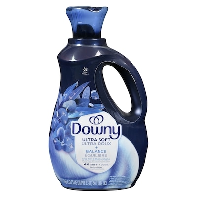 Downy Assouplissant textile liquide Ultra doux, Équilibre, parfum Pluie vive et eucalyptus bleu, 83brassées 1.66 l, 0,66 $/100ml