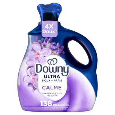 Downy Assouplissant textile liquide Ultra doux, Calme, parfum Lavande et gousse de vanille, 138brassées 2.76 l, 0,85 $/100ml