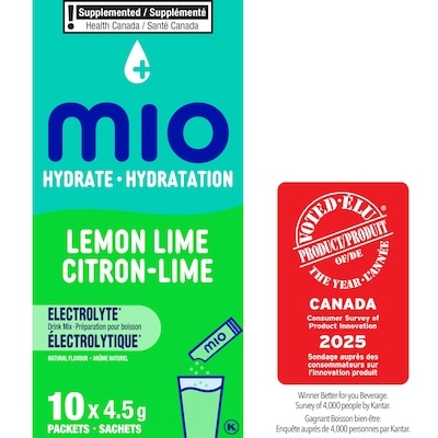 MiO Hydrate aromatisant d'eau liquide citron vert avec électrolytes 4, 5 g paquets, 10 ct boîte 45 g, 10,64 $/100g