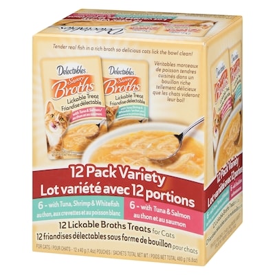 Savory broths friandises délectables sous forme de bouillon pour chats lot variété avec 12 portions
