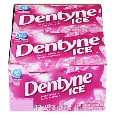 Dentyne Ice gomme sans sucre bulle arctique, cas 12x12.0 ea, 0,09 $/1ch